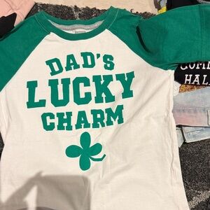 St. Patty’s t-shirt - Gymboree Green and White Raglan Tee